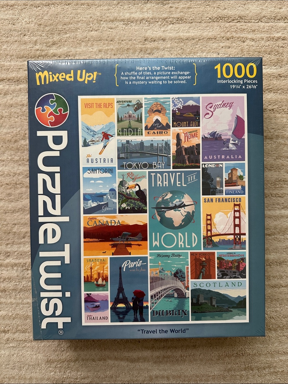 PuzzleTwist 1000 Piece Jigsaw Puzzle - Travel the World - Mixed Up